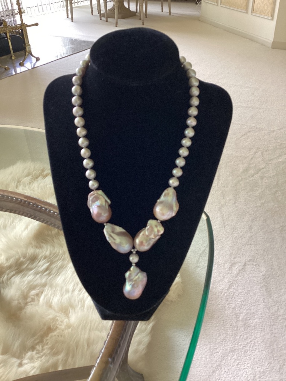 Custom Made Silver/Gray Baroque & Cultured Pearl Necklace